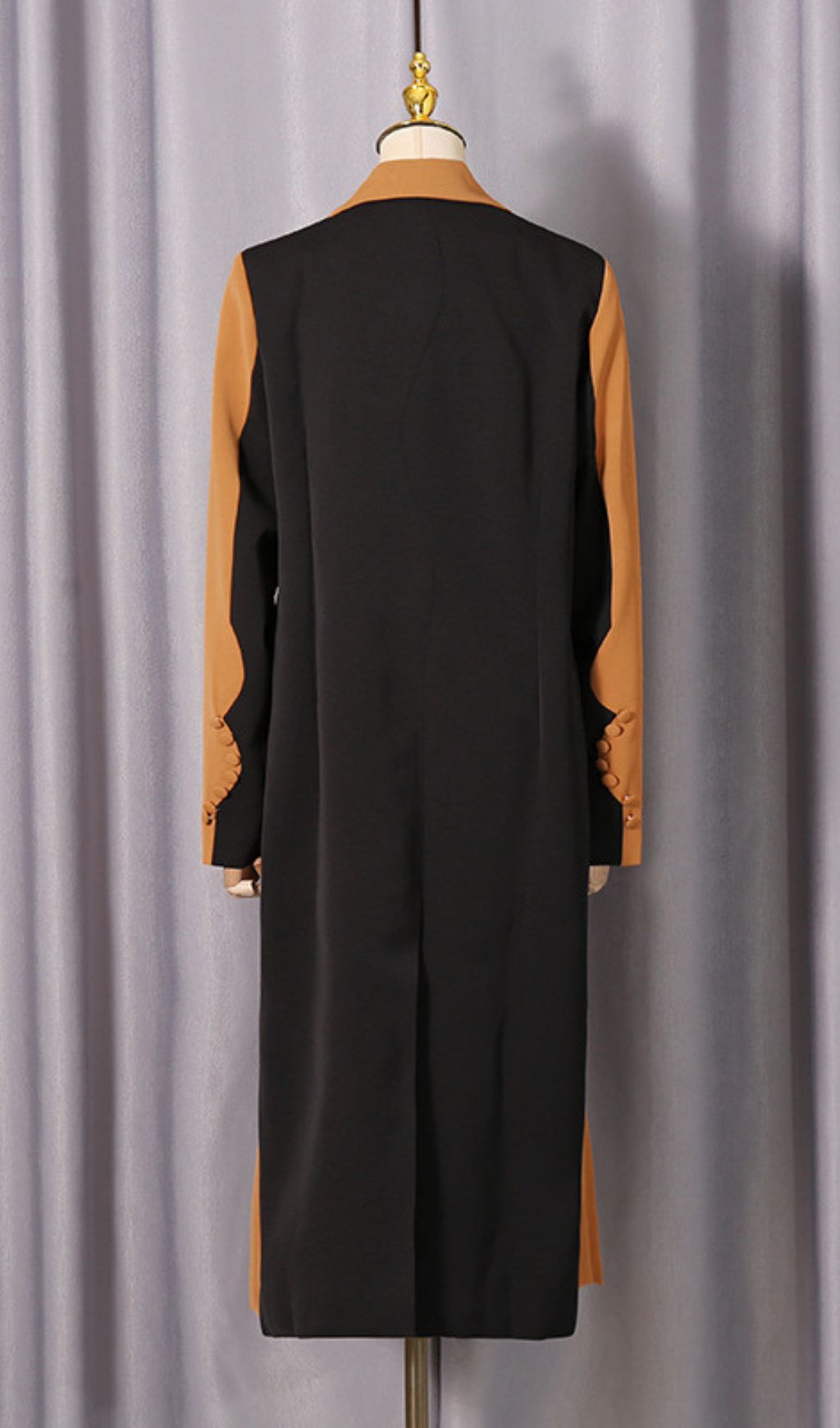 Janette Power Chic Longline Blazer Coat - Tailored Camel & Black