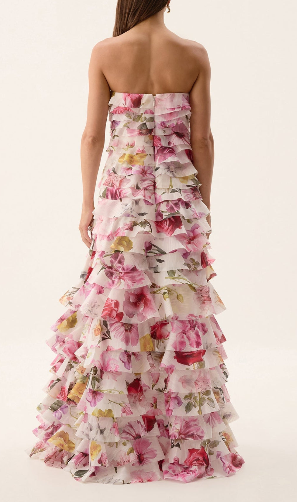 Dasani Strapless Floral Printed Layered Maxi Dress