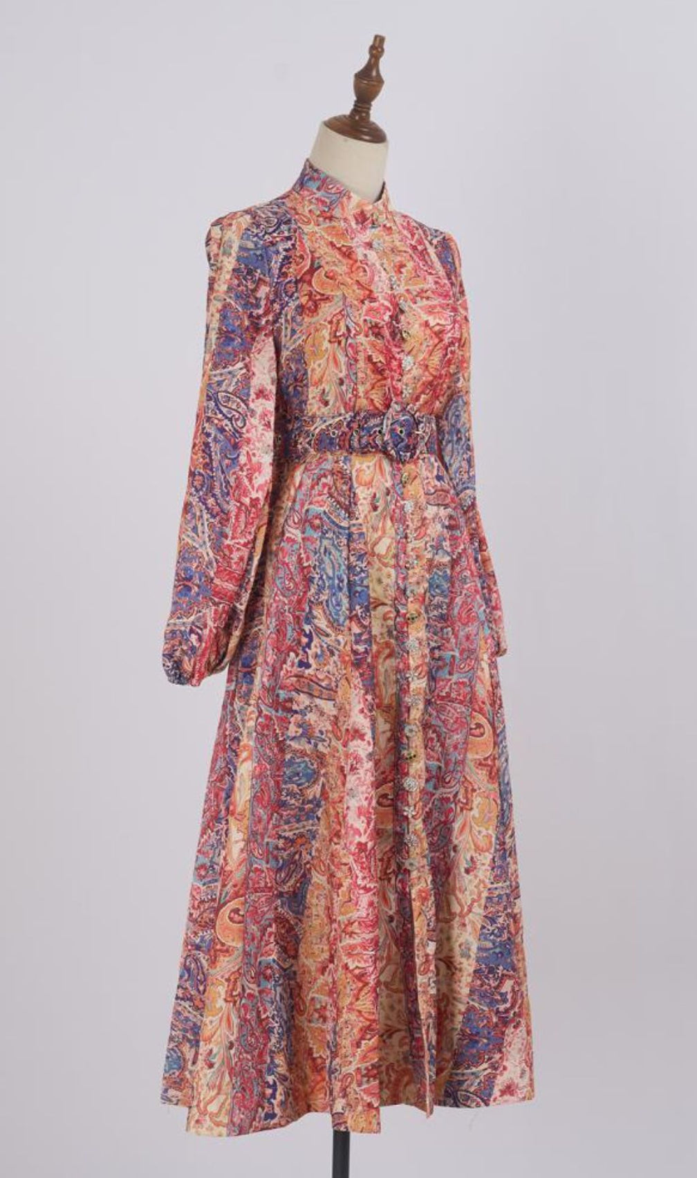 Glynis Printed Long Sleeve Midi Dress
