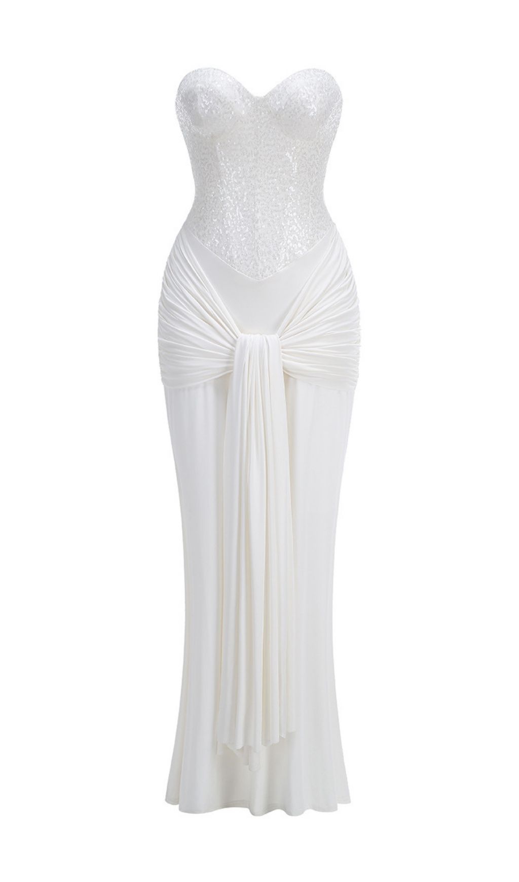 Kairi White Strapless Sequin Corset Maxi Gown | Dazzling Gala & Wedding Dress