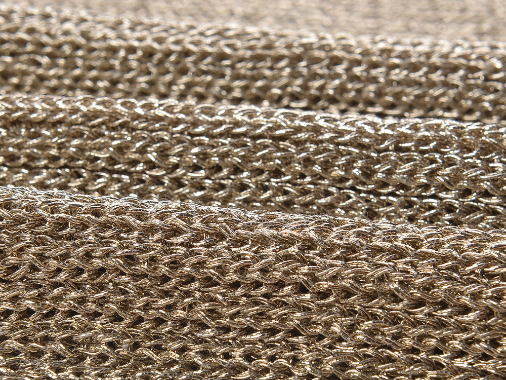 Shimmering Gold Ribbed Knit Midi Dress with Chic Chain Belt