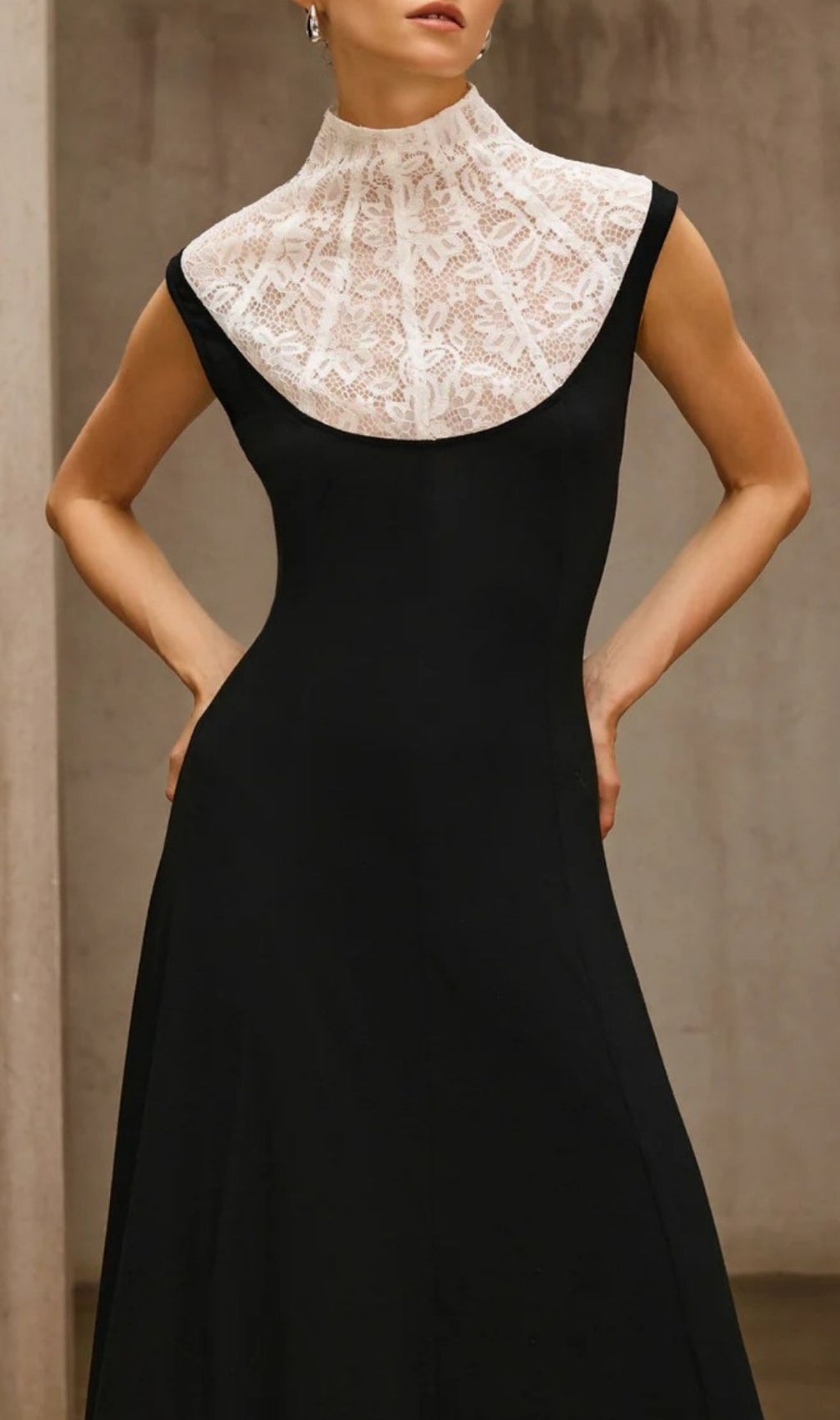 Sevionyx High Neck Lace Maxi Dress
