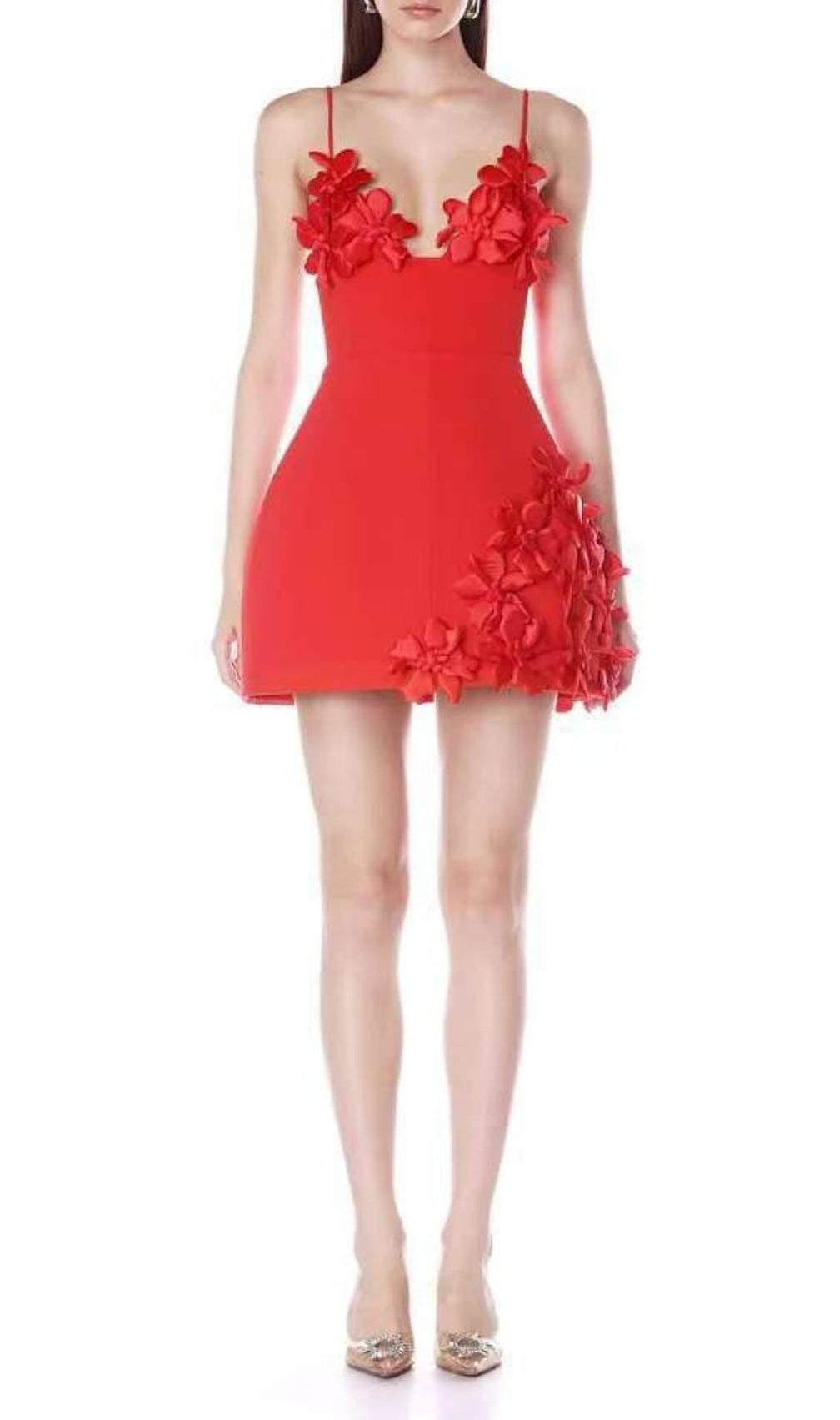 Keyla Red Floral Mini Bandage Dress | Strappy & Sculpting