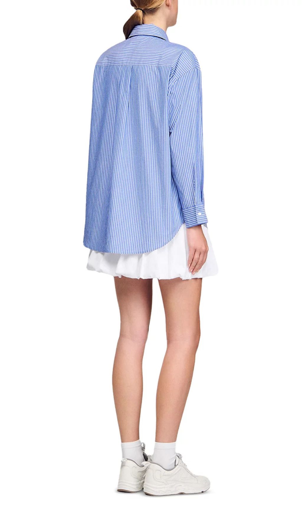 Effortless Chic: Striped Oversized Bow Cotton Blouse