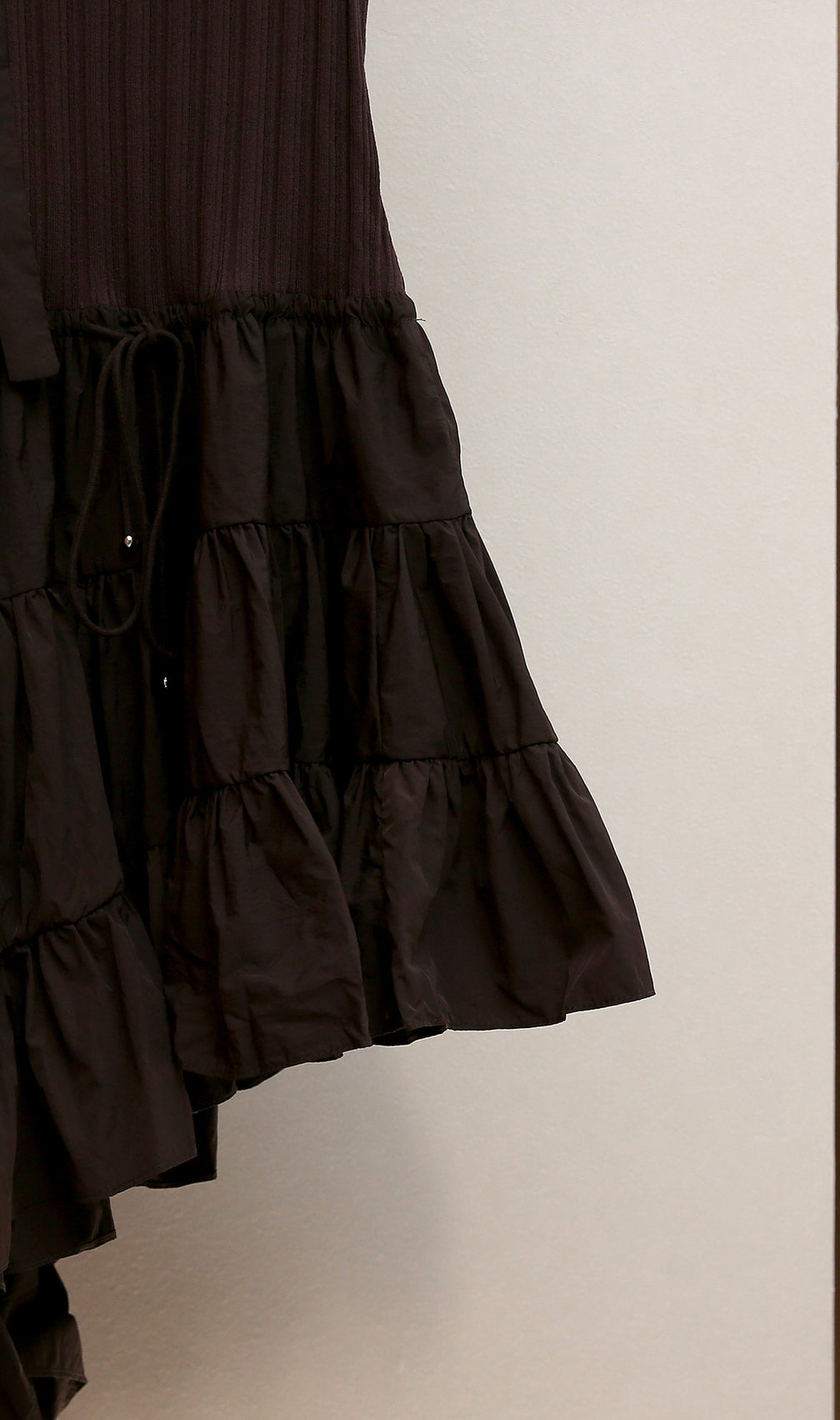 Chic Huong Brown Asymmetrical Tiered Knit Midi Dress