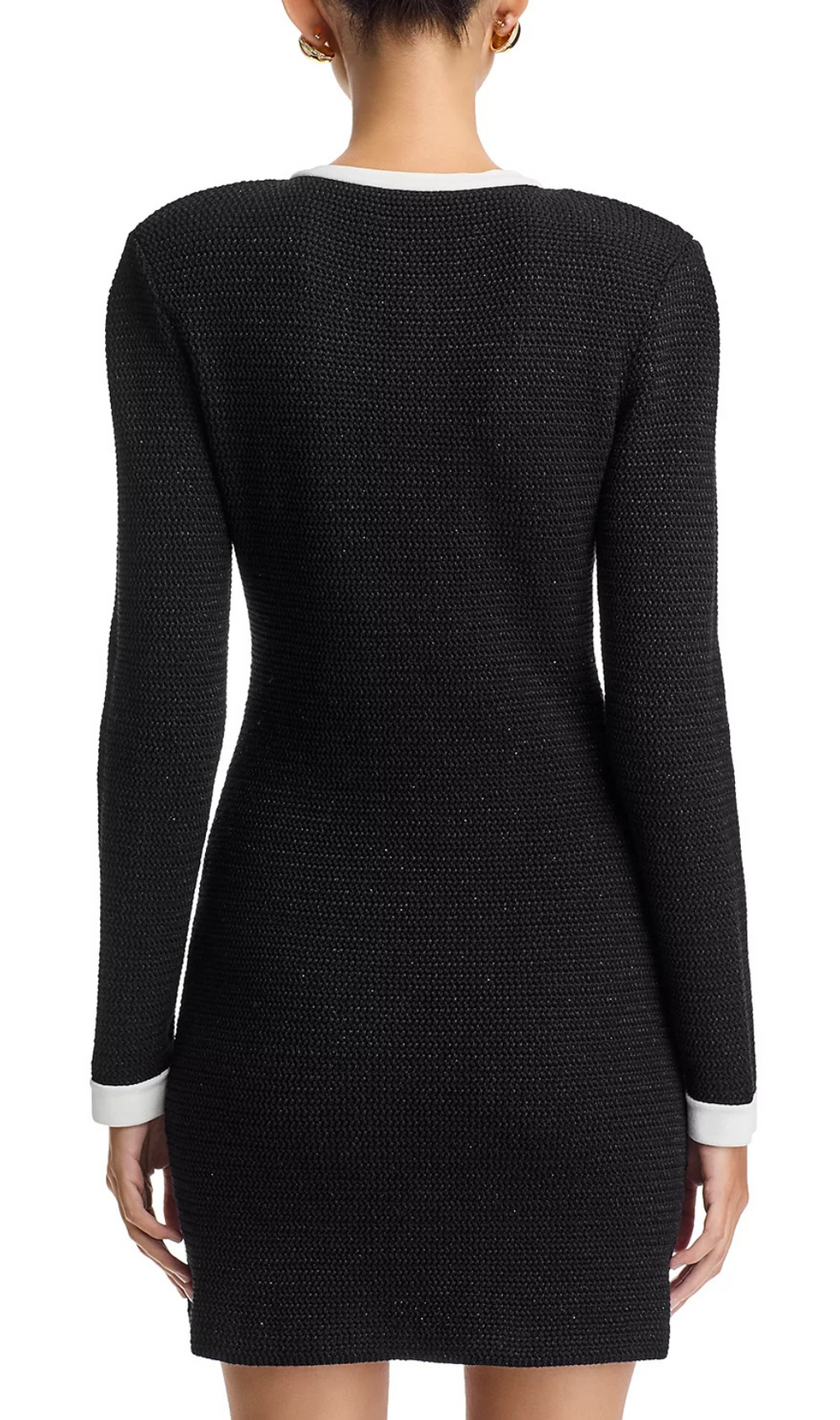 Knit Contrast Collar Long Sleeve Mini Dress