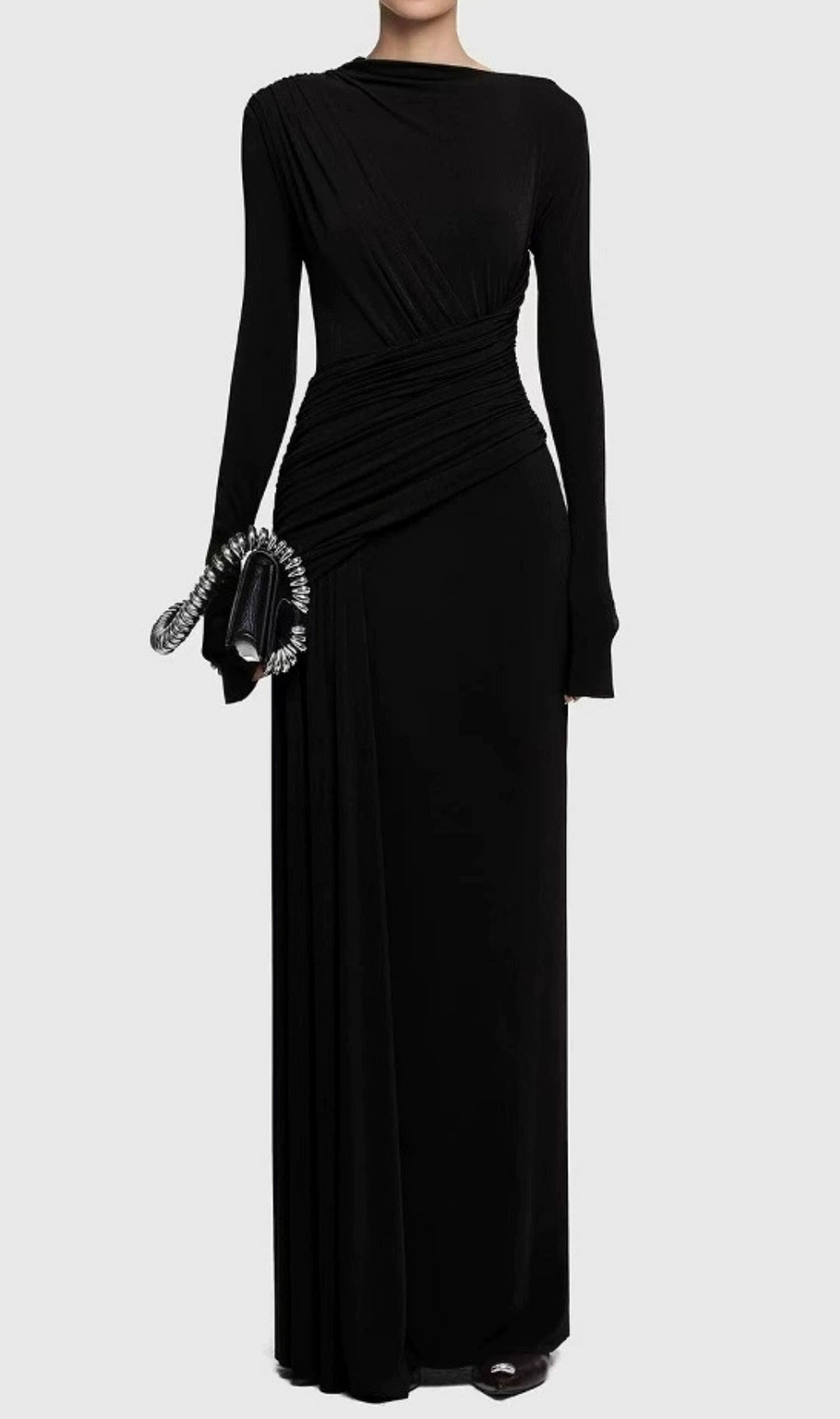 Haruka Long Sleeve Ruched Maxi Dress