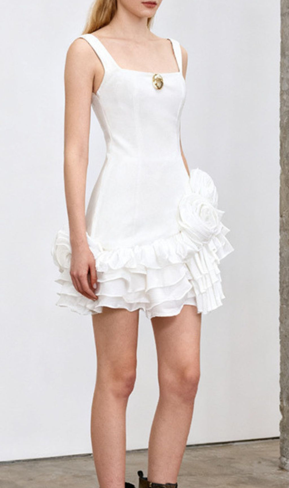 Fern Velvet Rose Ruffle Mini Dress - Strappy Party & Cocktail Dress