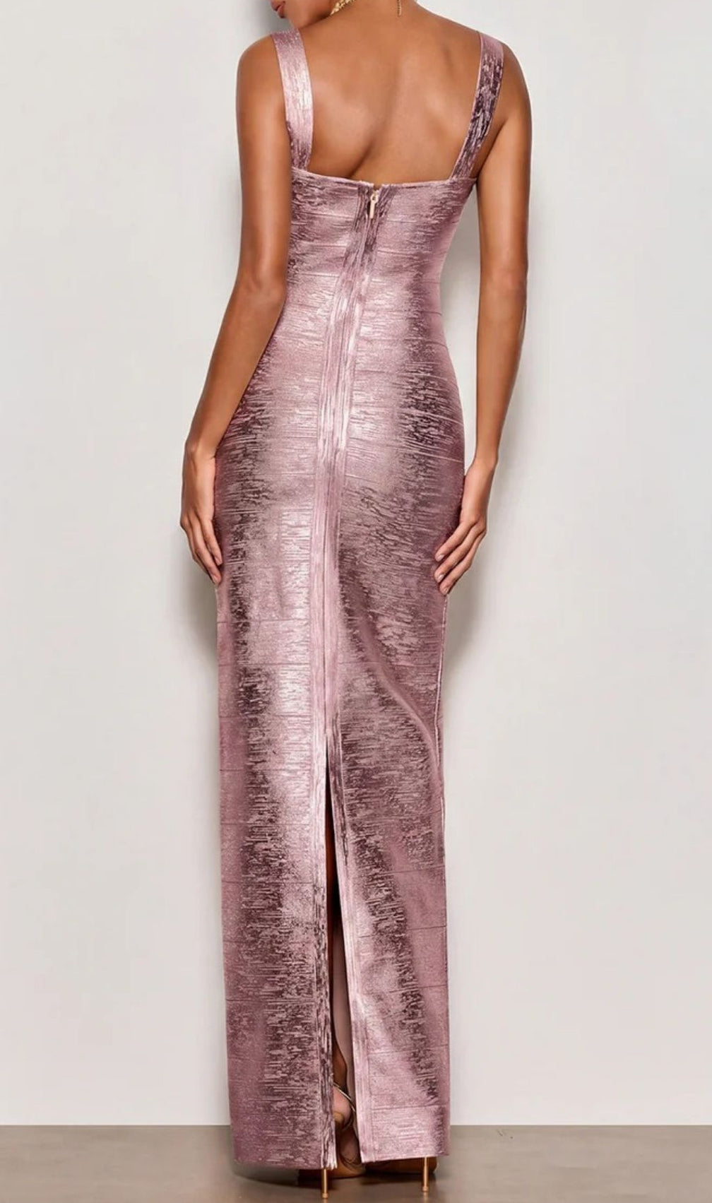 Ravixor U Neck Bandage Maxi Dress In Pink