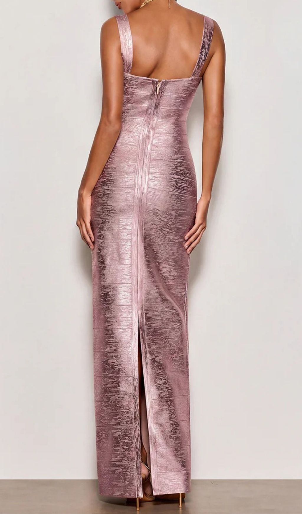 Ravixor U Neck Bandage Maxi Dress In Pink
