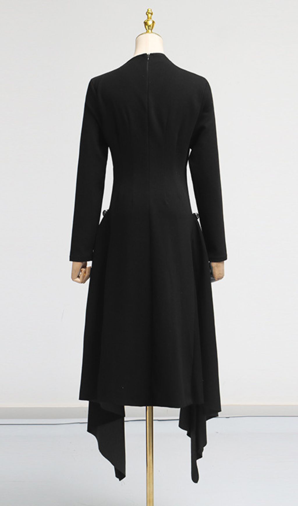 Johnna Emerald Green Asymmetrical Midi Dress - Long Sleeve Sophistication