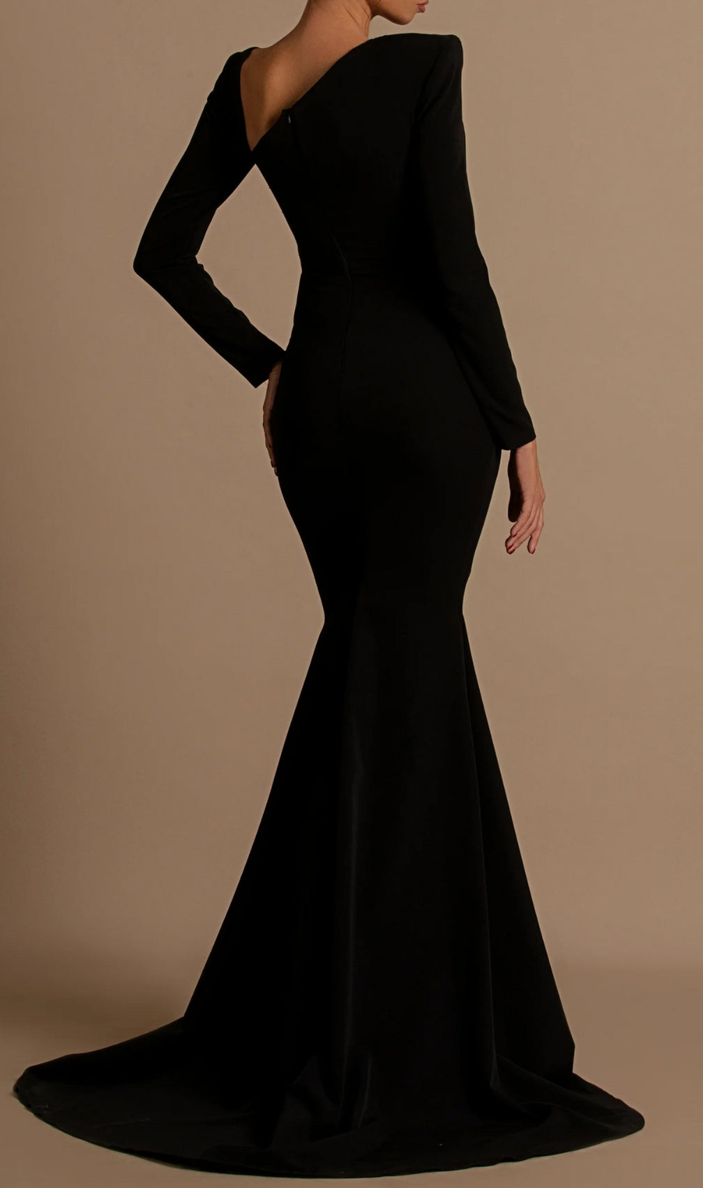 Celestial Black Velvet Long Sleeve Gown