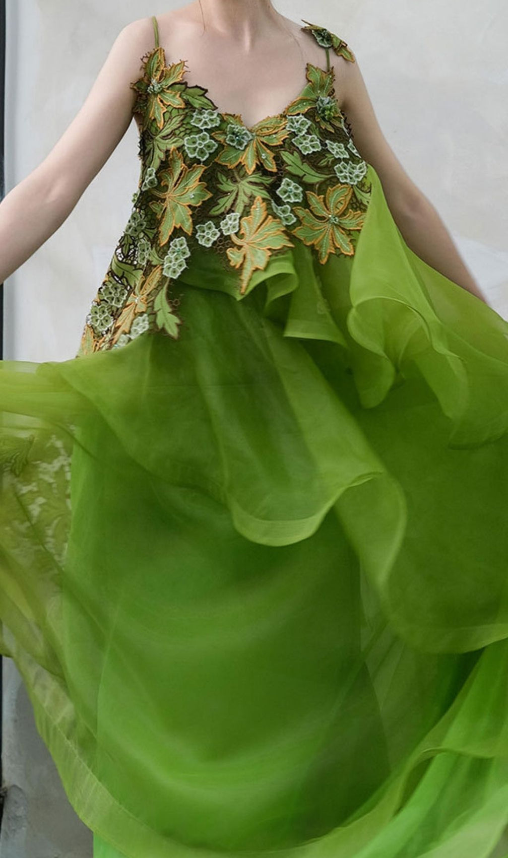 Kenda Enchanted Forest Embellished Green Maxi Gown