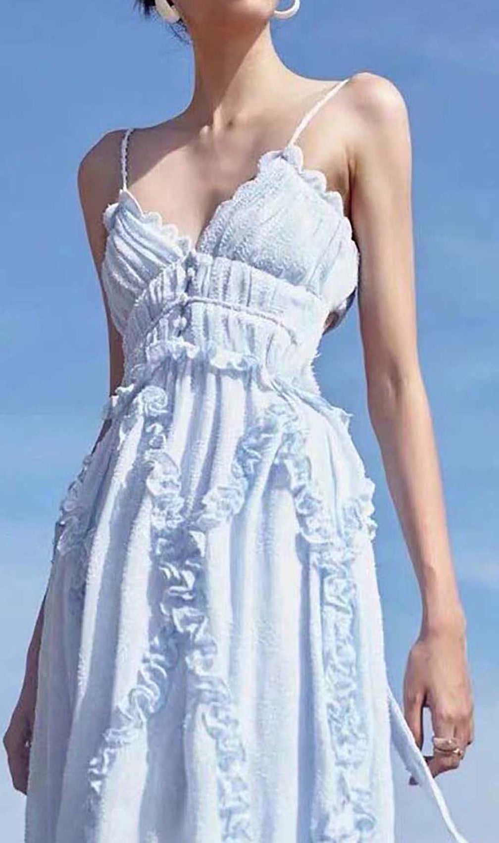 Lace-Up Backless Midi Dress In Blue