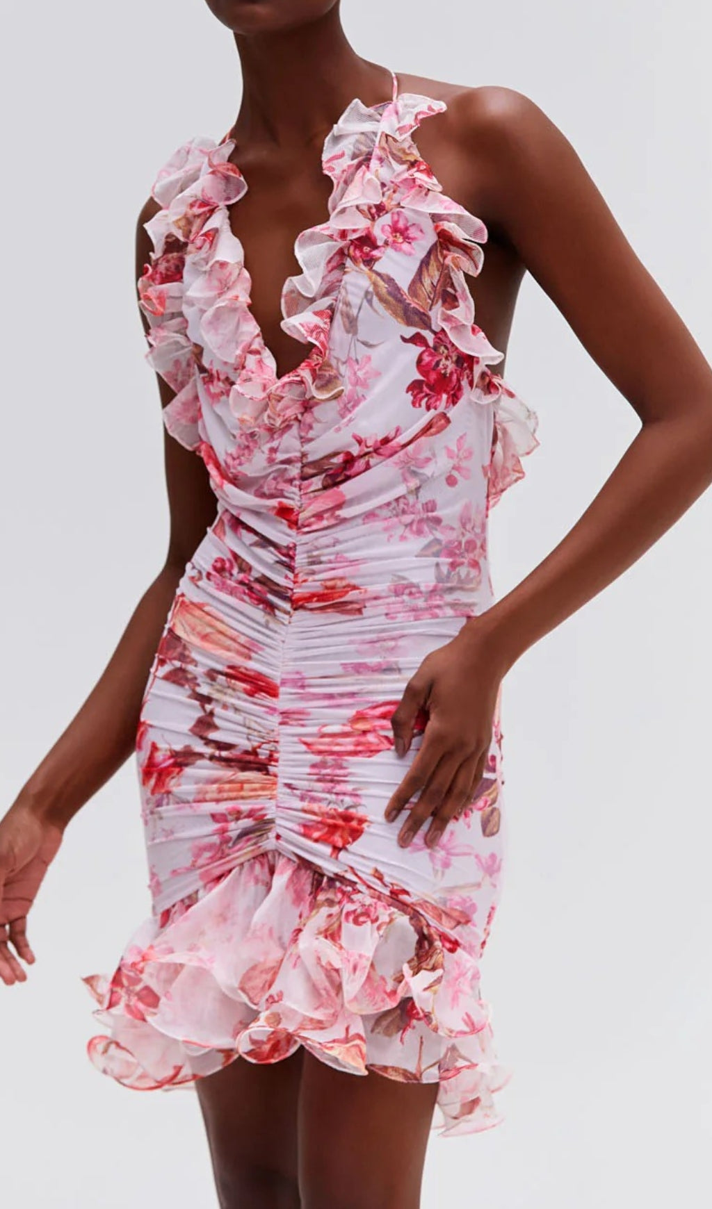 Floral Haze Stretch Tulle Sleeveless Mini Dress