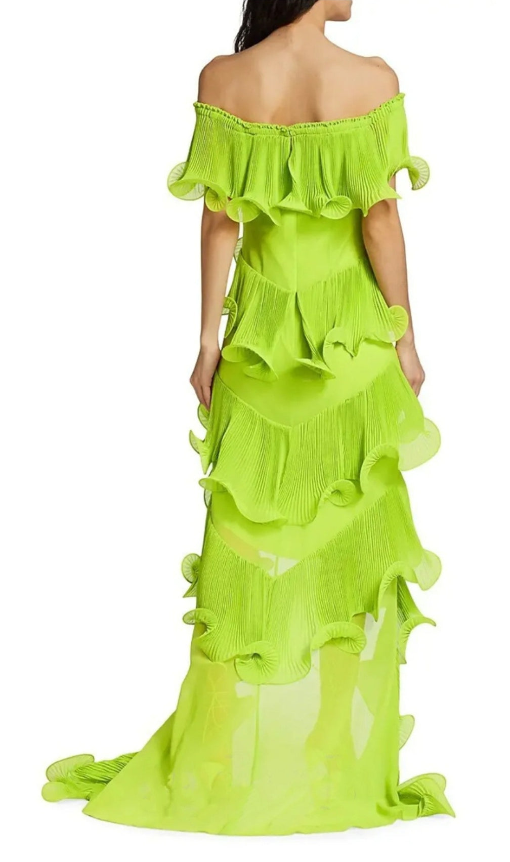 Dyveke Green Off-Shoulder Ruffle Maxi Dress