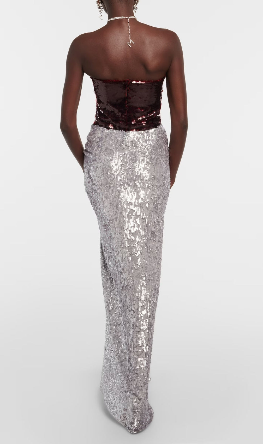 Boaz Silver Flower Sequin Maxi Skirt