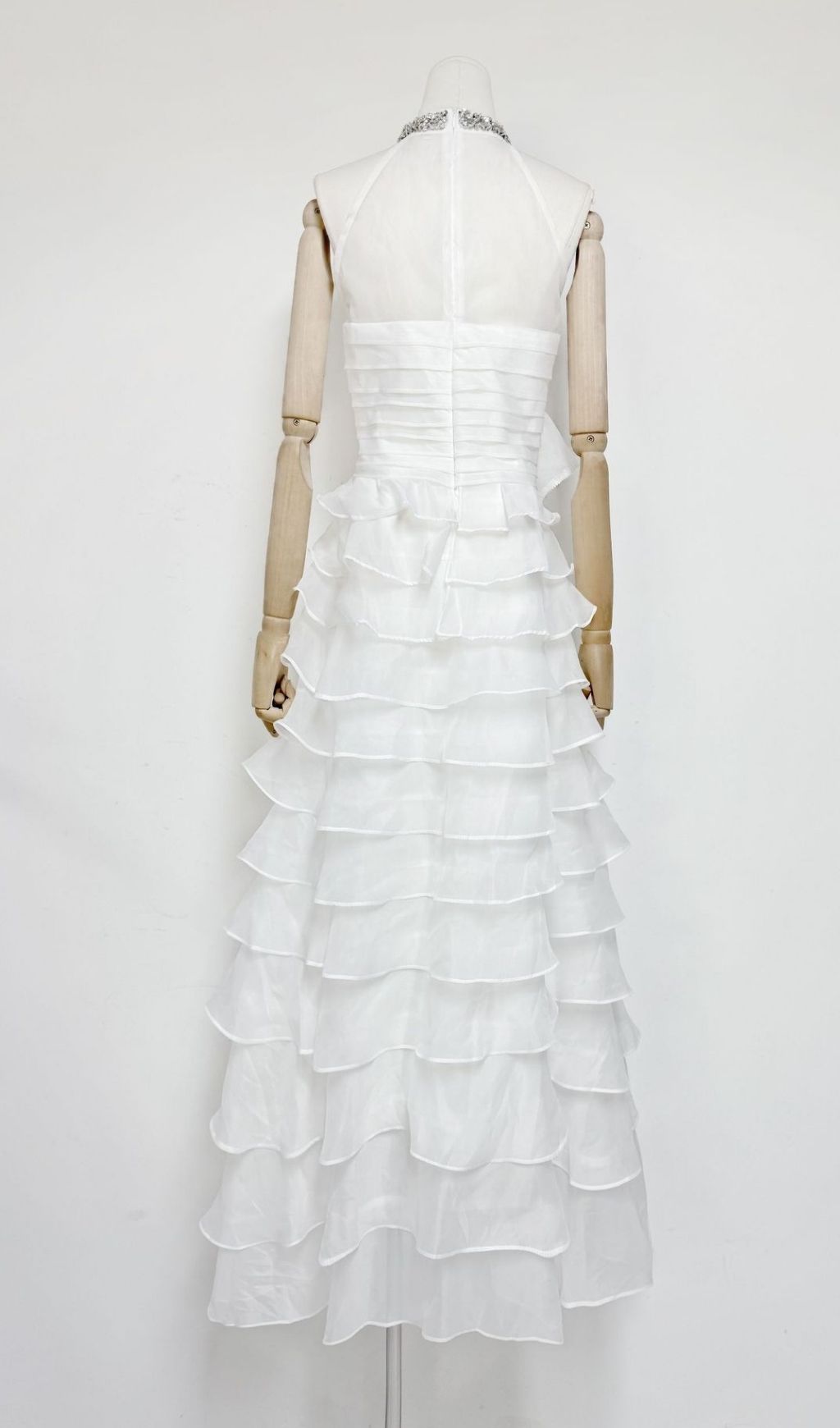 Karinda Diamante Halter Ruffled Maxi Gown - Show-Stopping Formal Dress