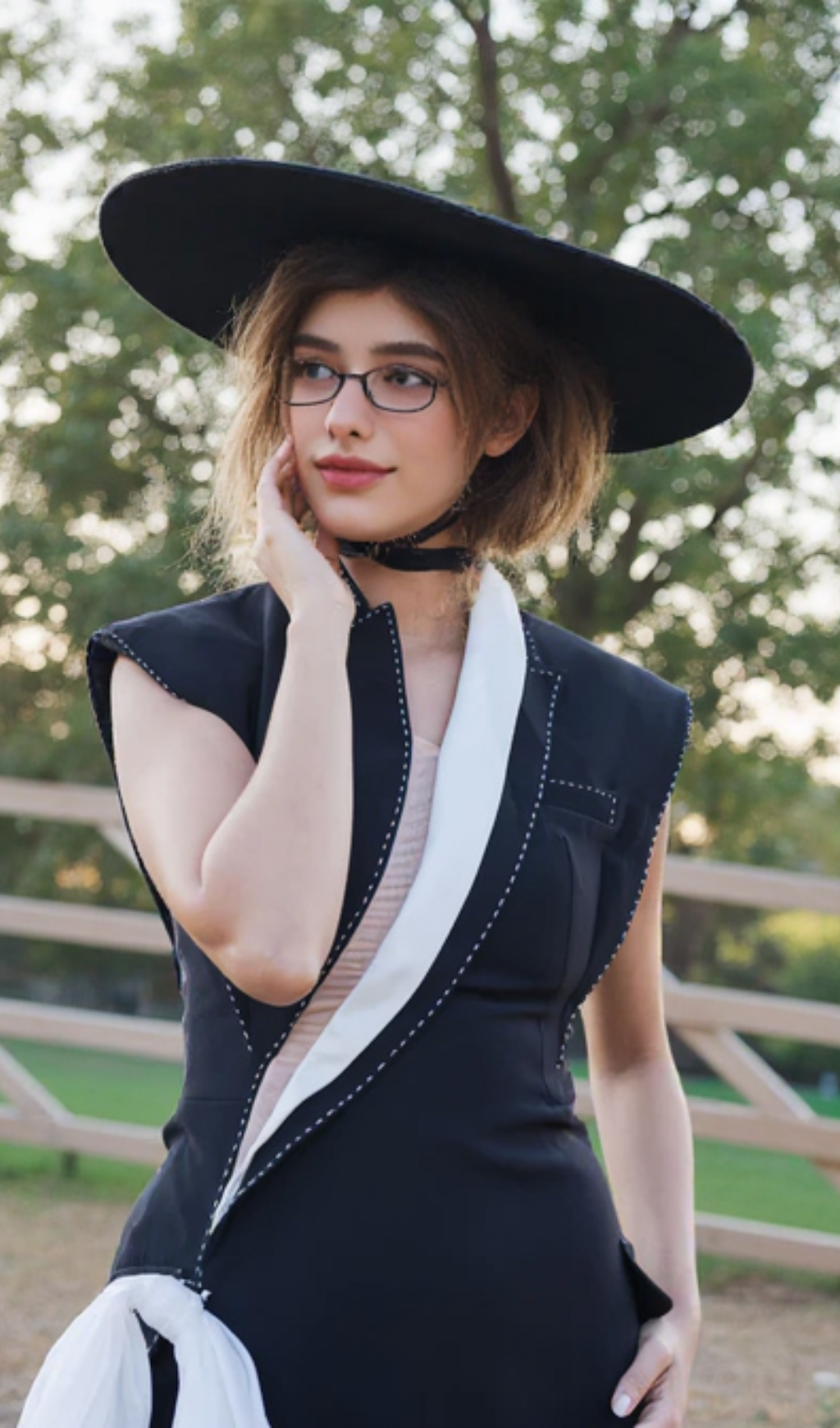 Shoulder Pad Black mini Dress