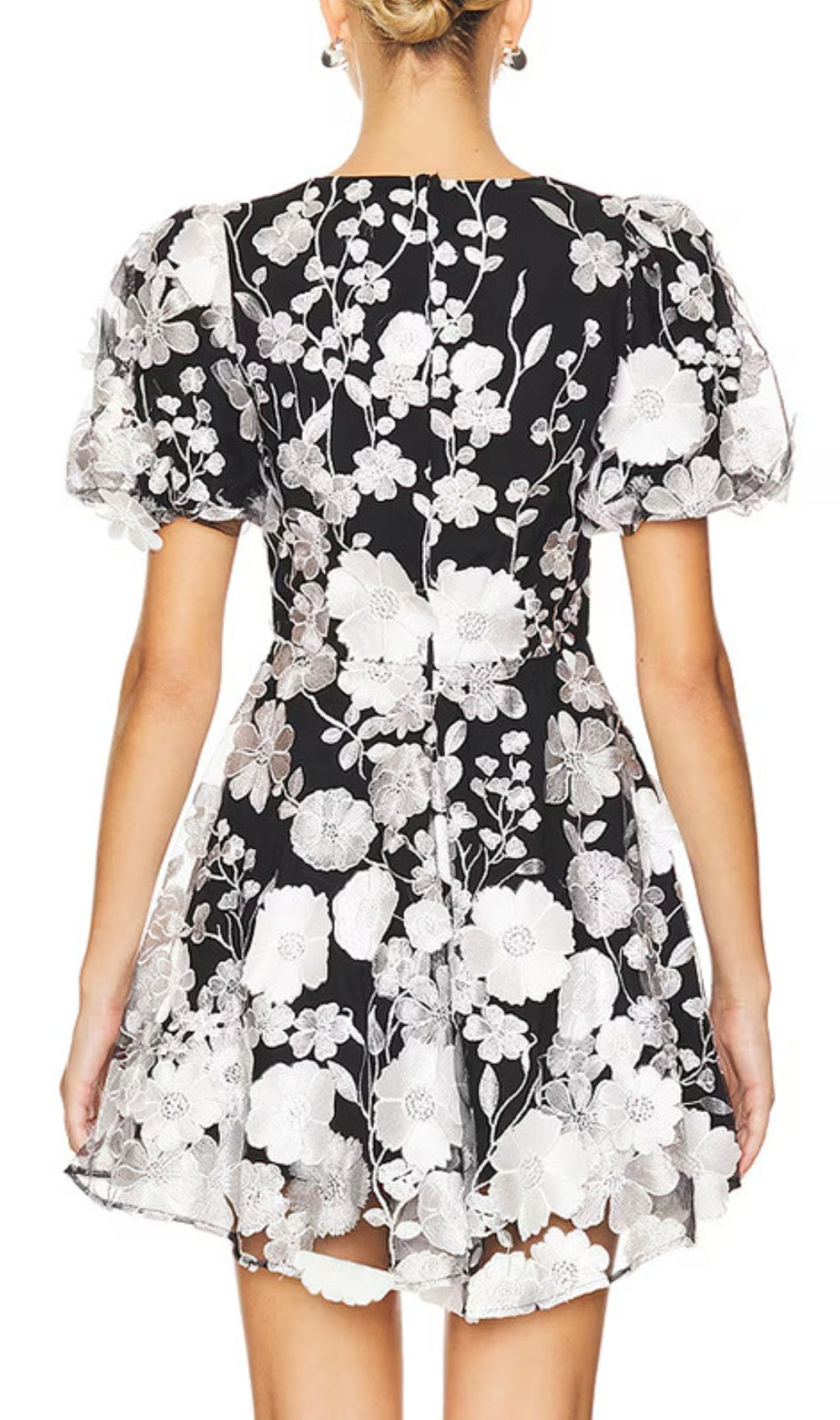 Chayan Flower Embroidery Mini Dress