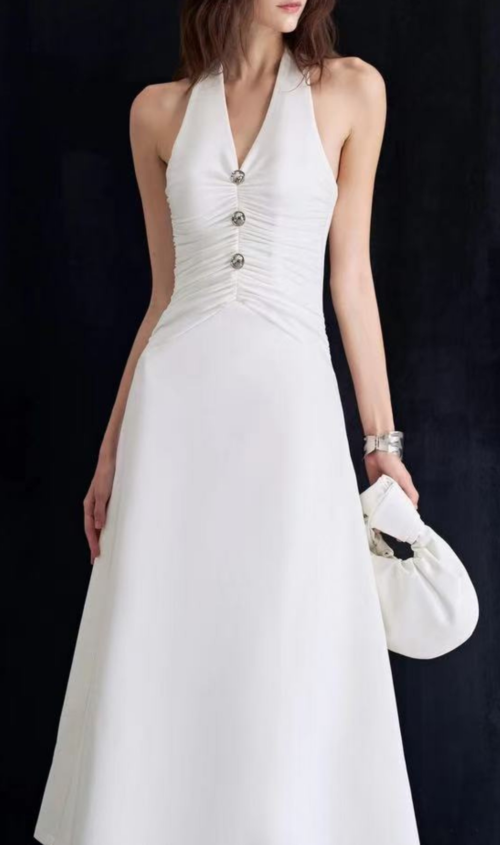 Genica White Halter Midi Dress