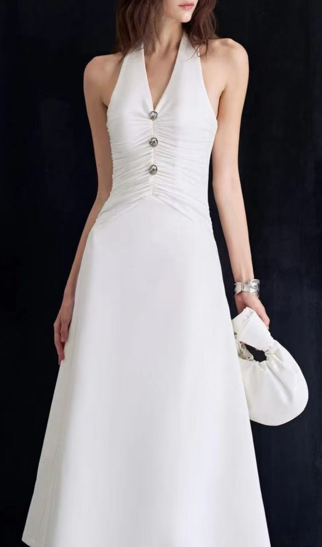 Genica White Halter Midi Dress
