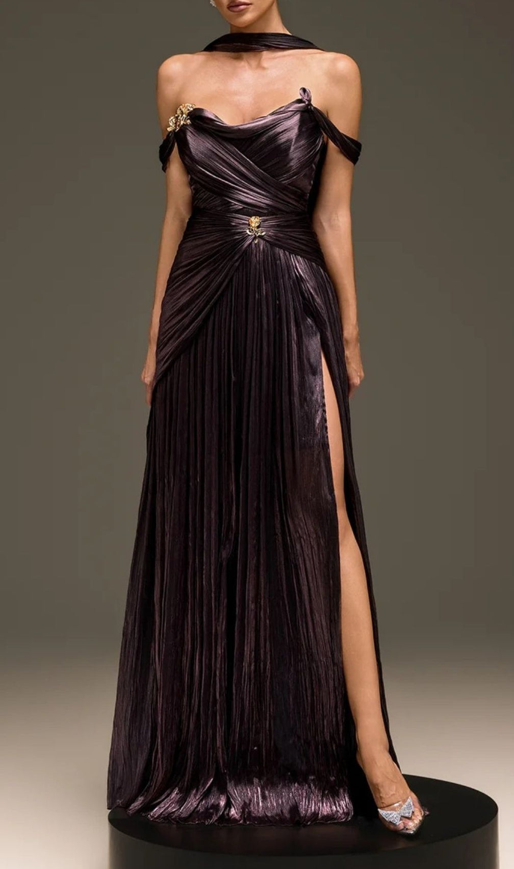 Torvayne Off Shoulder Rose Draped Dress