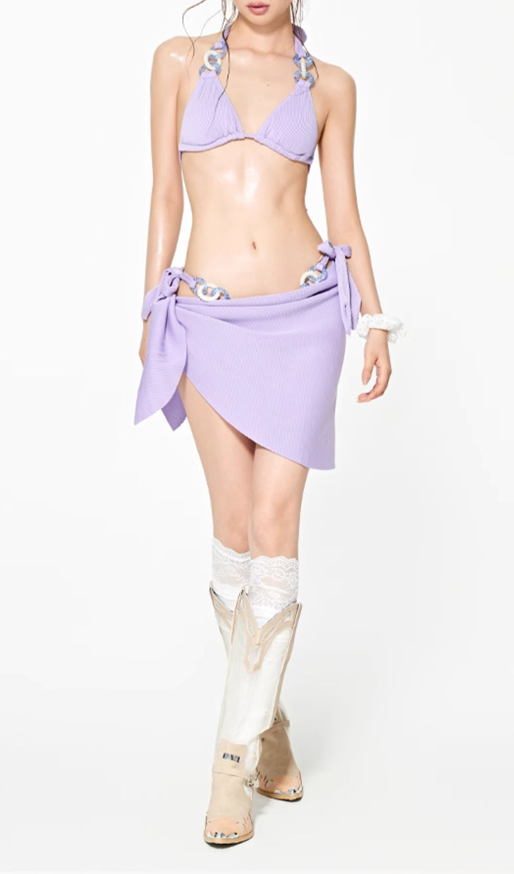 Deren Purple Three-Piece Swimsuit