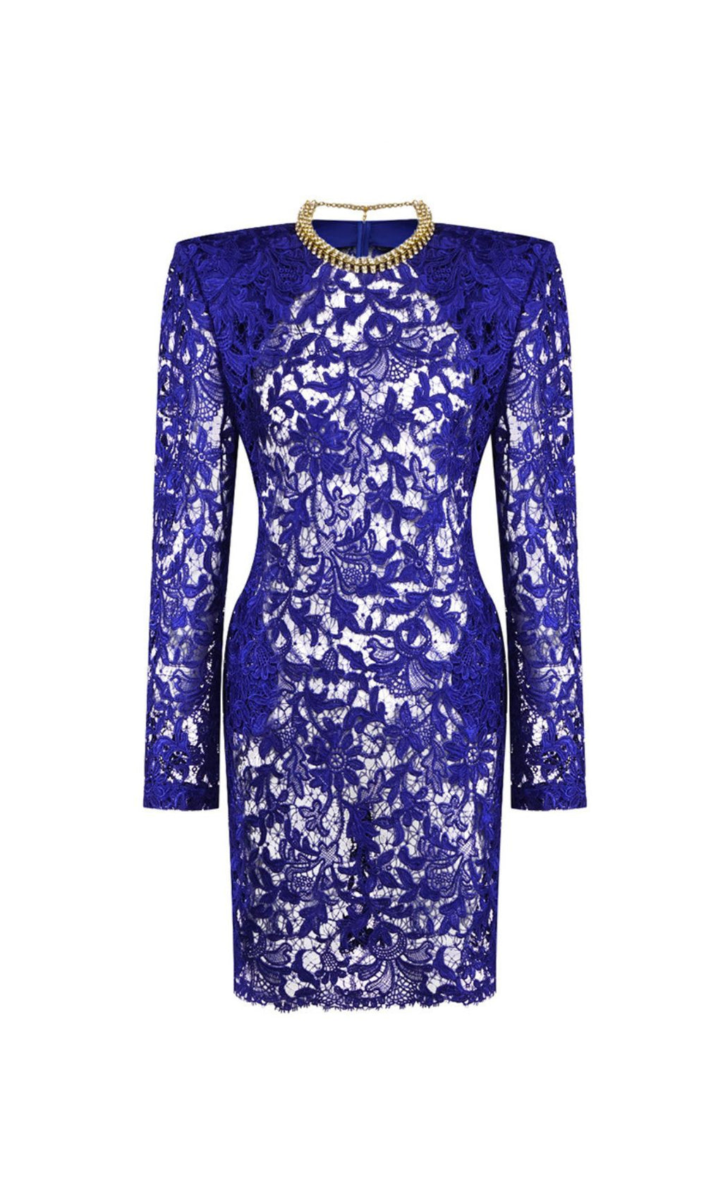 Hermia Royal Blue Lace Long Sleeve Mini Dress - Chic & Versatile for Women