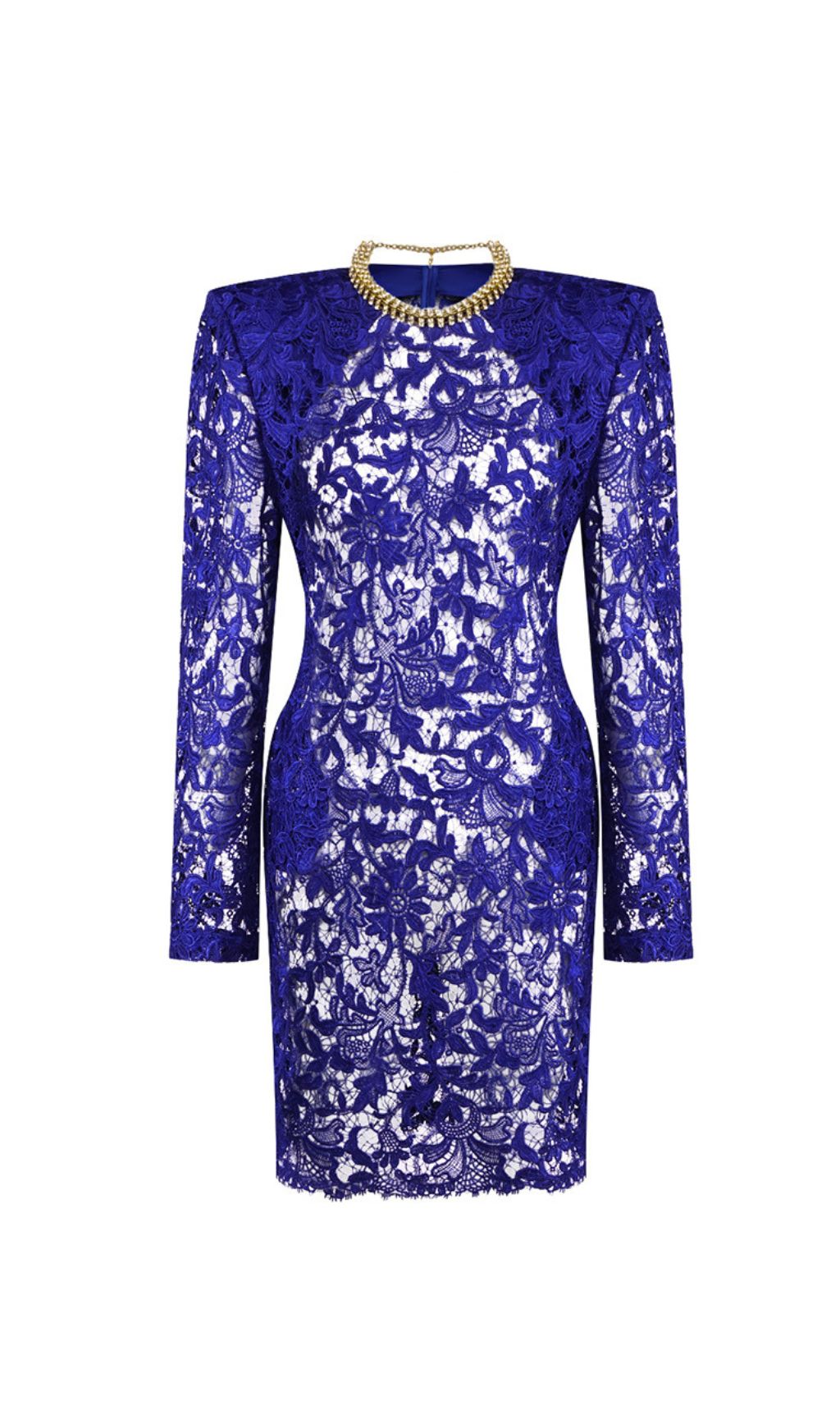 Hermia Royal Blue Lace Long Sleeve Mini Dress - Chic & Versatile for Women