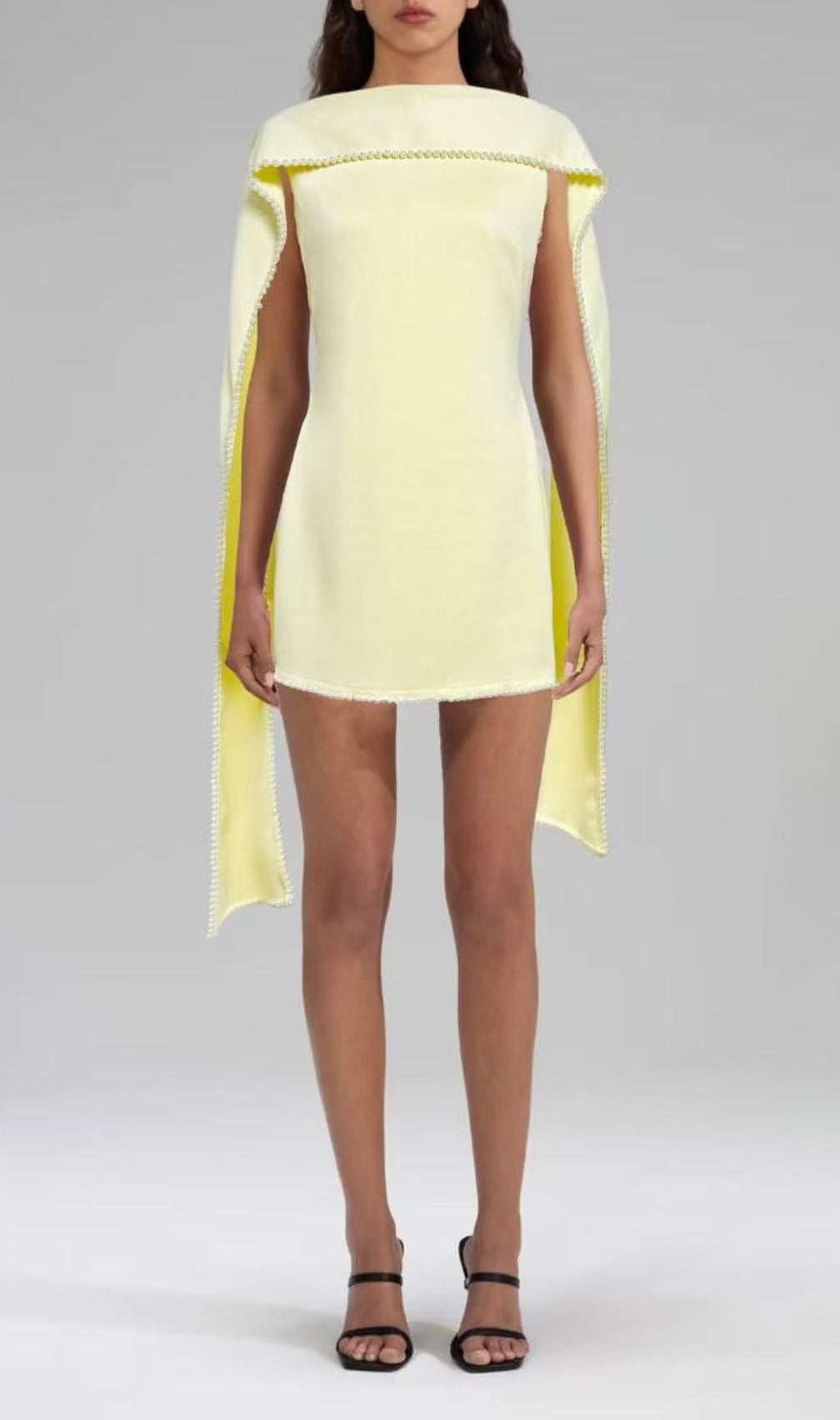 Johari Pearl-Trimmed Cape Mini Dress - Dazzling Bodycon for Women