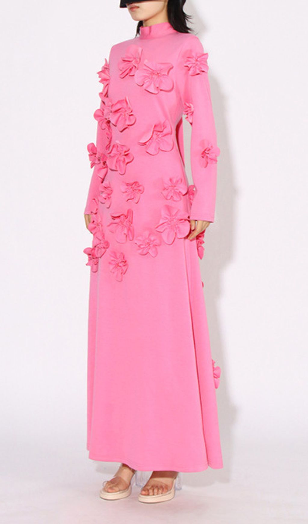 Bly Pink Flower Long Sleeve Maxi Dress