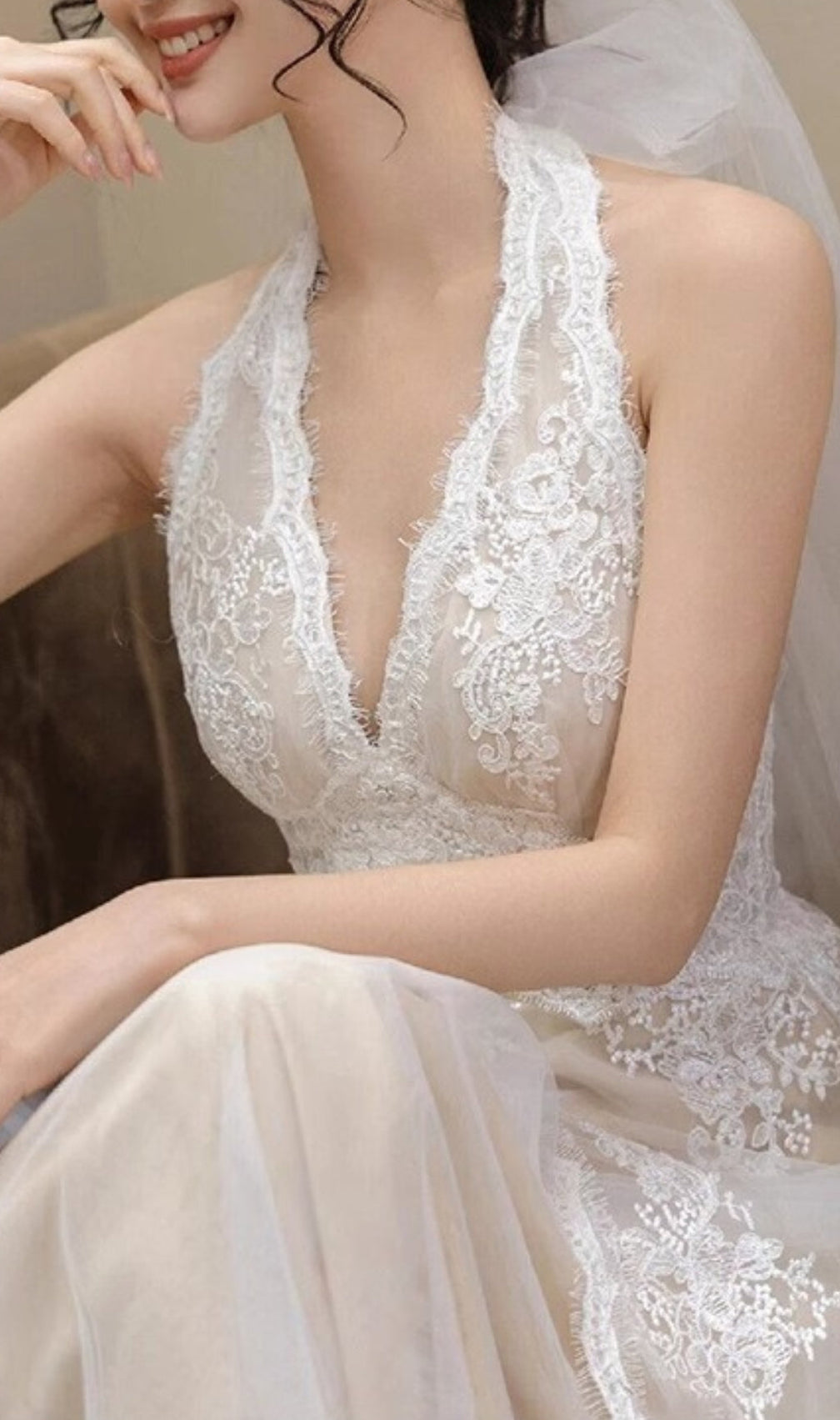 Aviella Halter Lace Wedding Dress