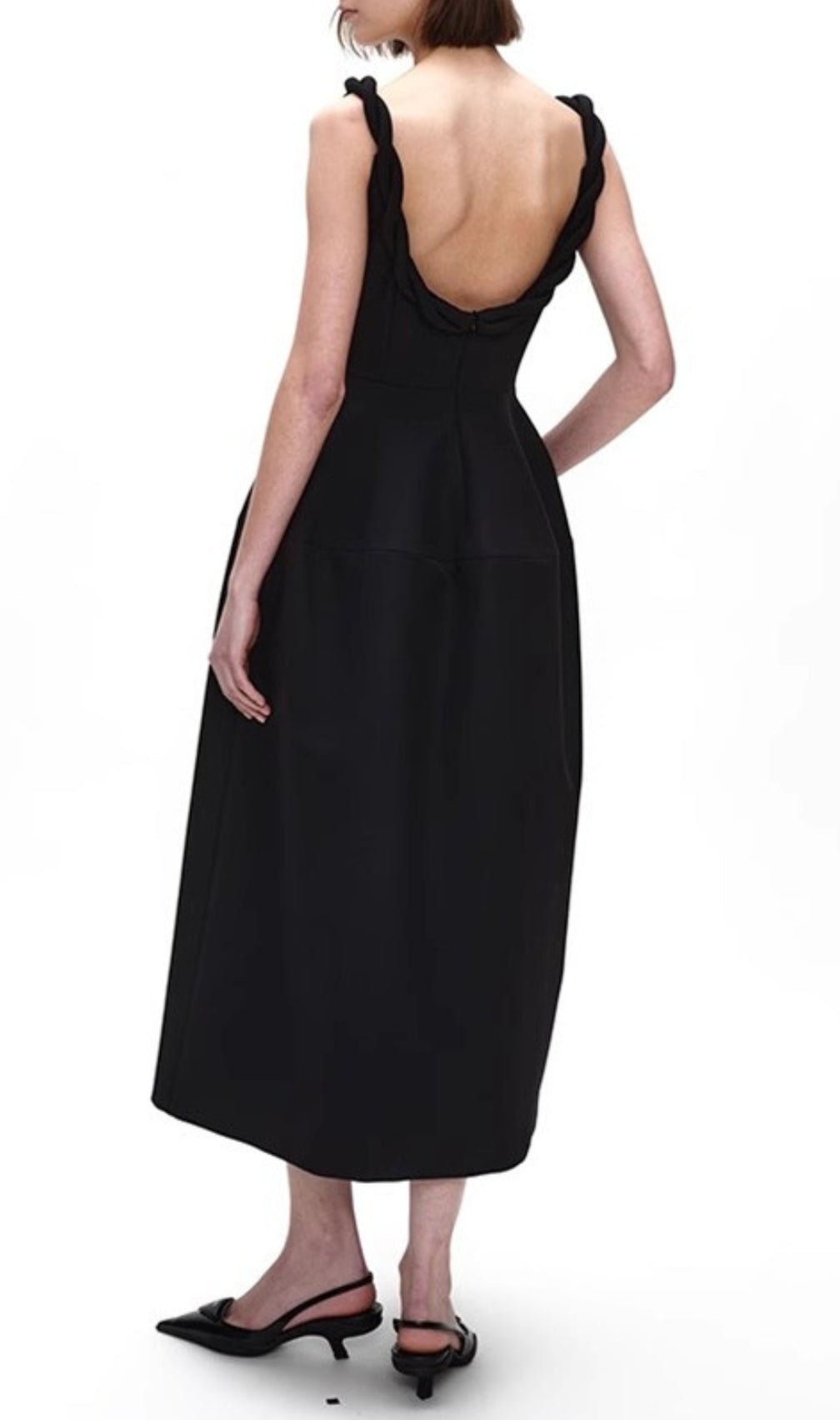 Emmet Black Backless Midi Dress