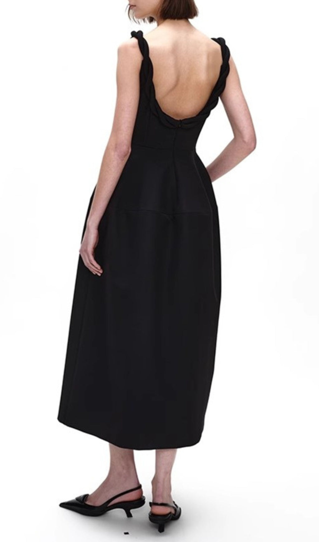 Emmet Black Backless Midi Dress