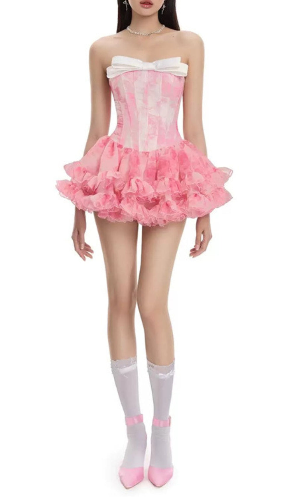 Dalya Pink Strapless Corset Mini Dress