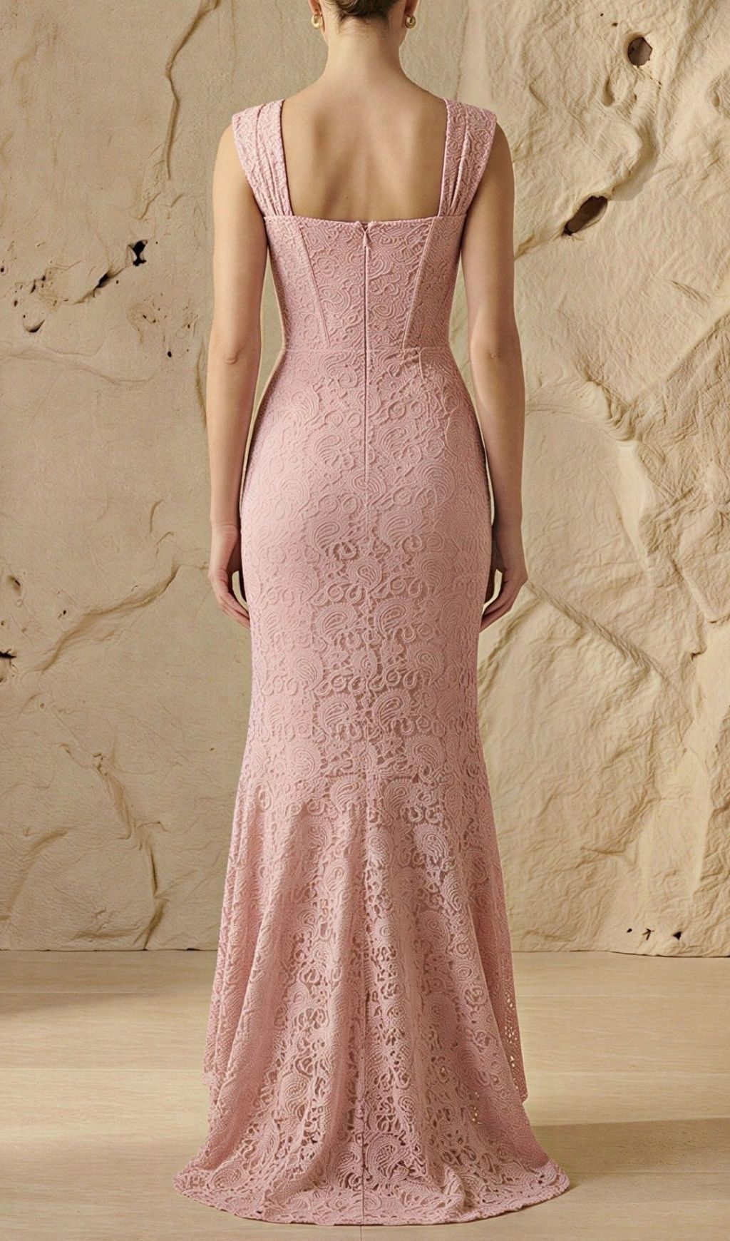 Vivien Lace Gathering Maxi Dress - Pink