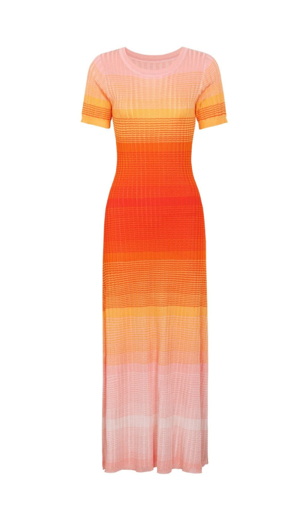 Kianna Sunset Ombre Knit Maxi Dress | Short Sleeve & Effortless Chic