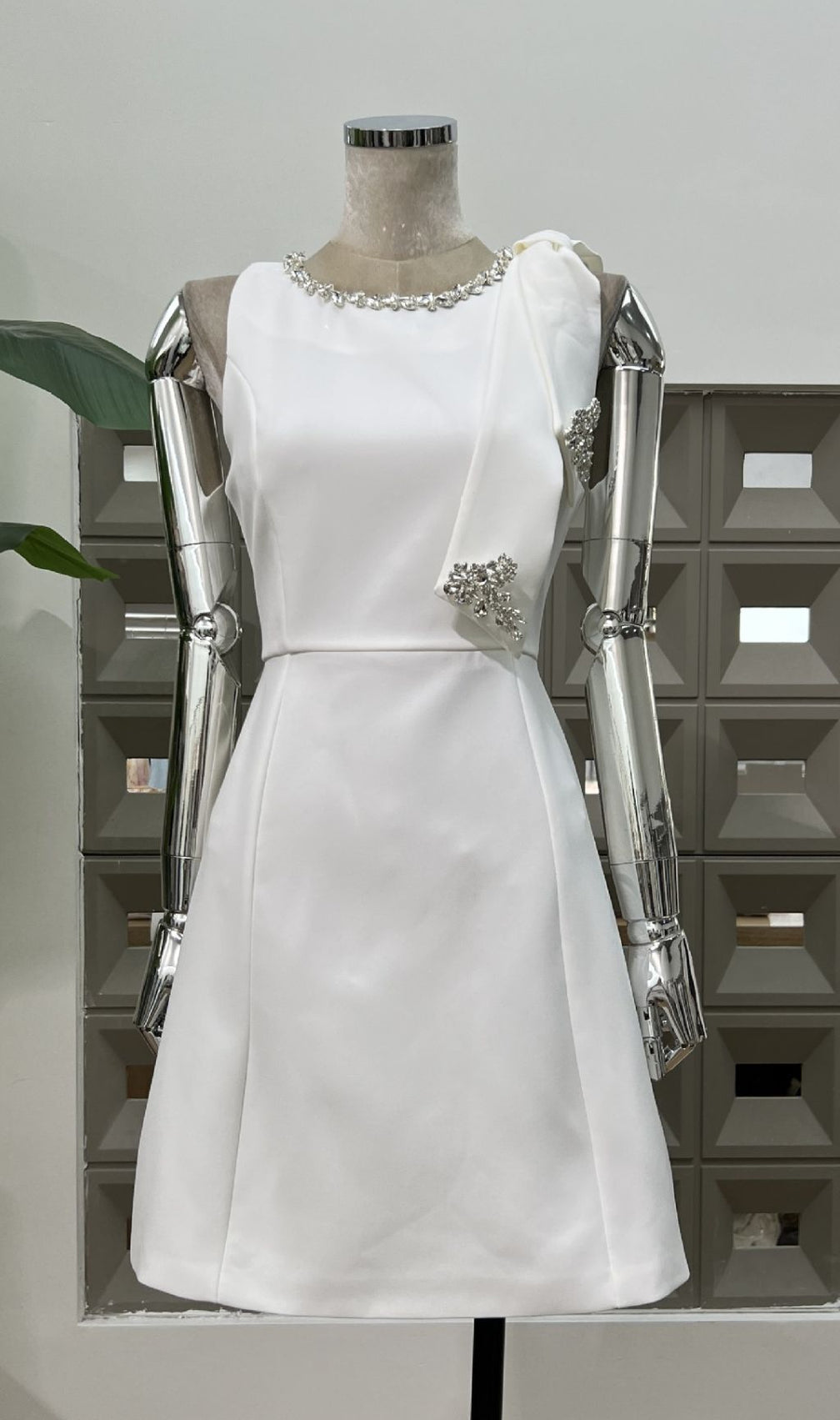 Isondo Red Diamante Embellished Sleeveless Mini Dress