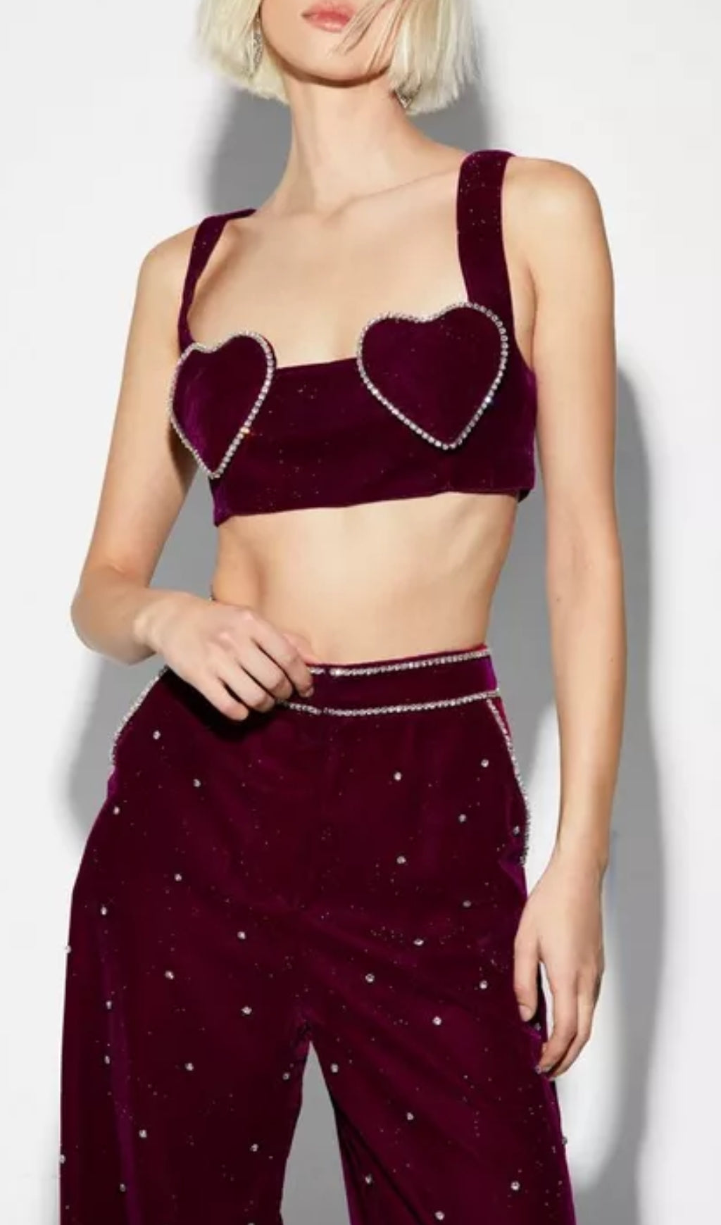 Chiara Wine Heart Bandage Two-Piece Set