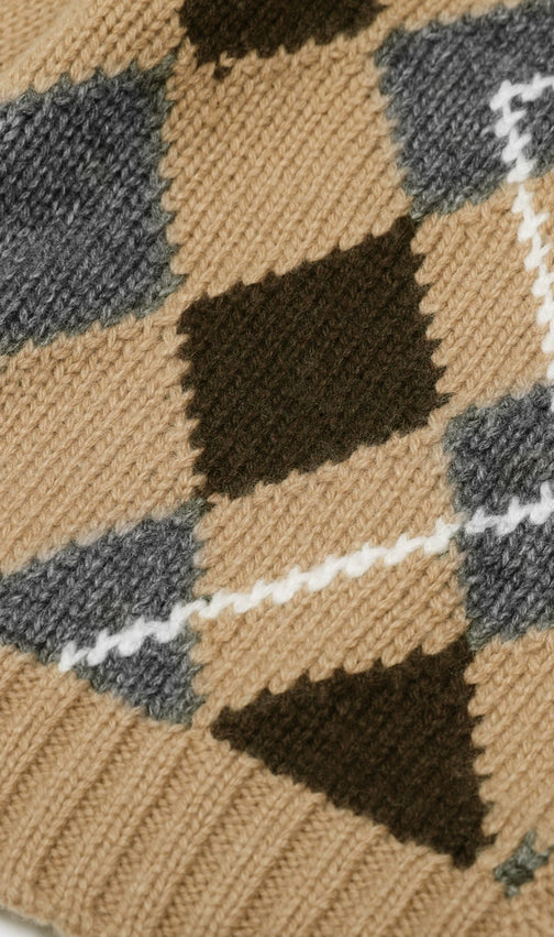 Jeffery Women's Cropped Argyle Knit Cardigan - Timeless Chic & Cozy