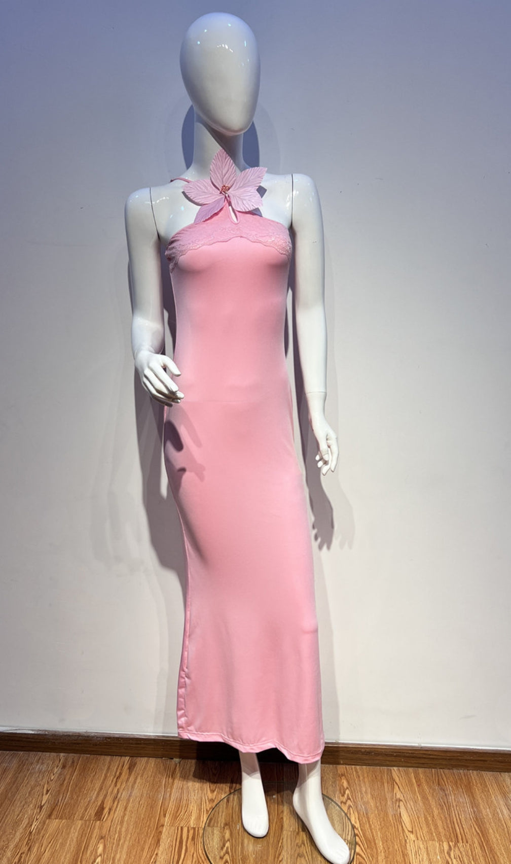 Carew Pink Lace Flower Maxi Dress