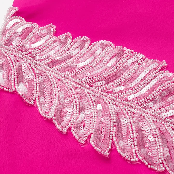 Kristian Pink Sequin One-Piece Swimsuit & Sarong