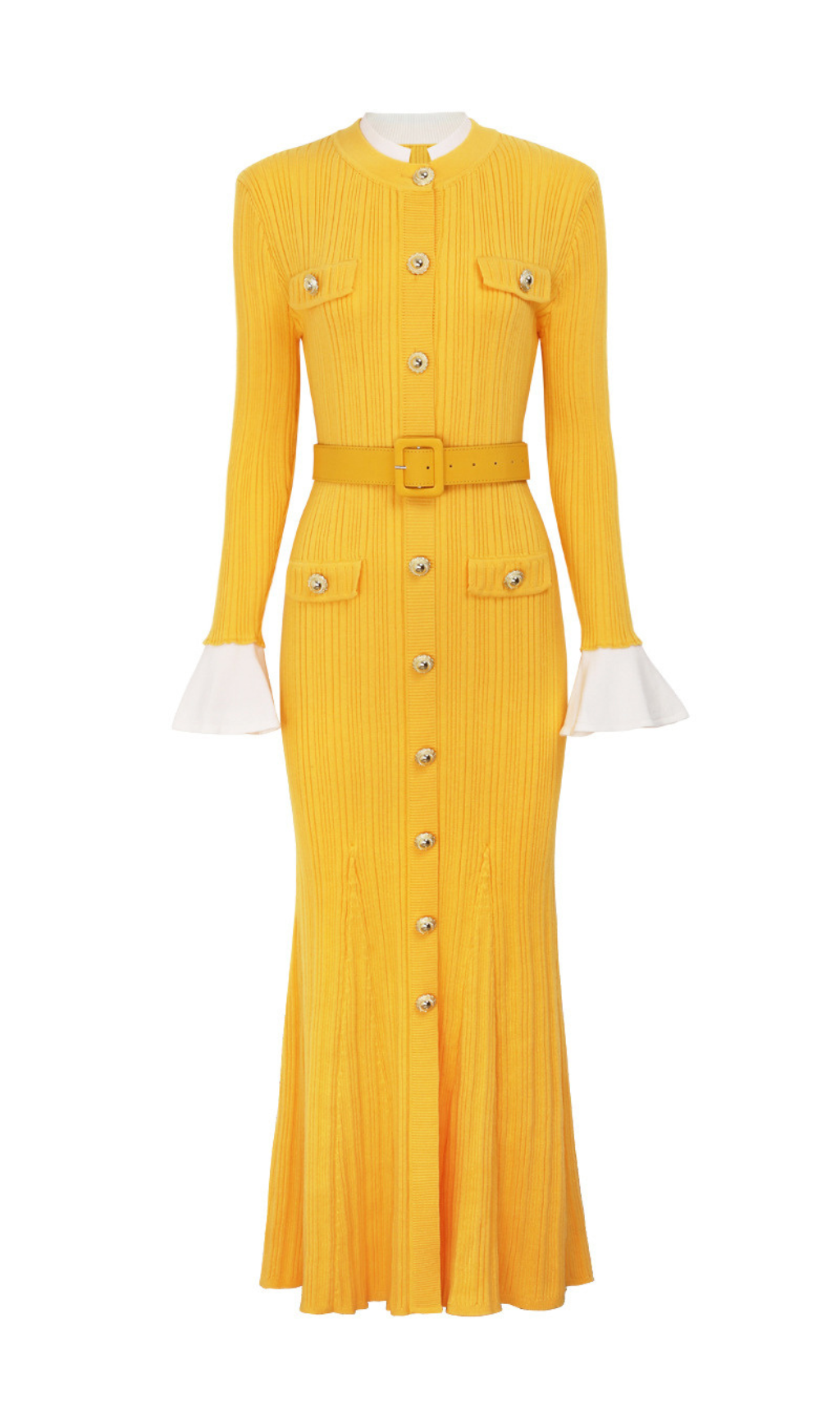 Heather Knit Long Sleeve Midi Dress