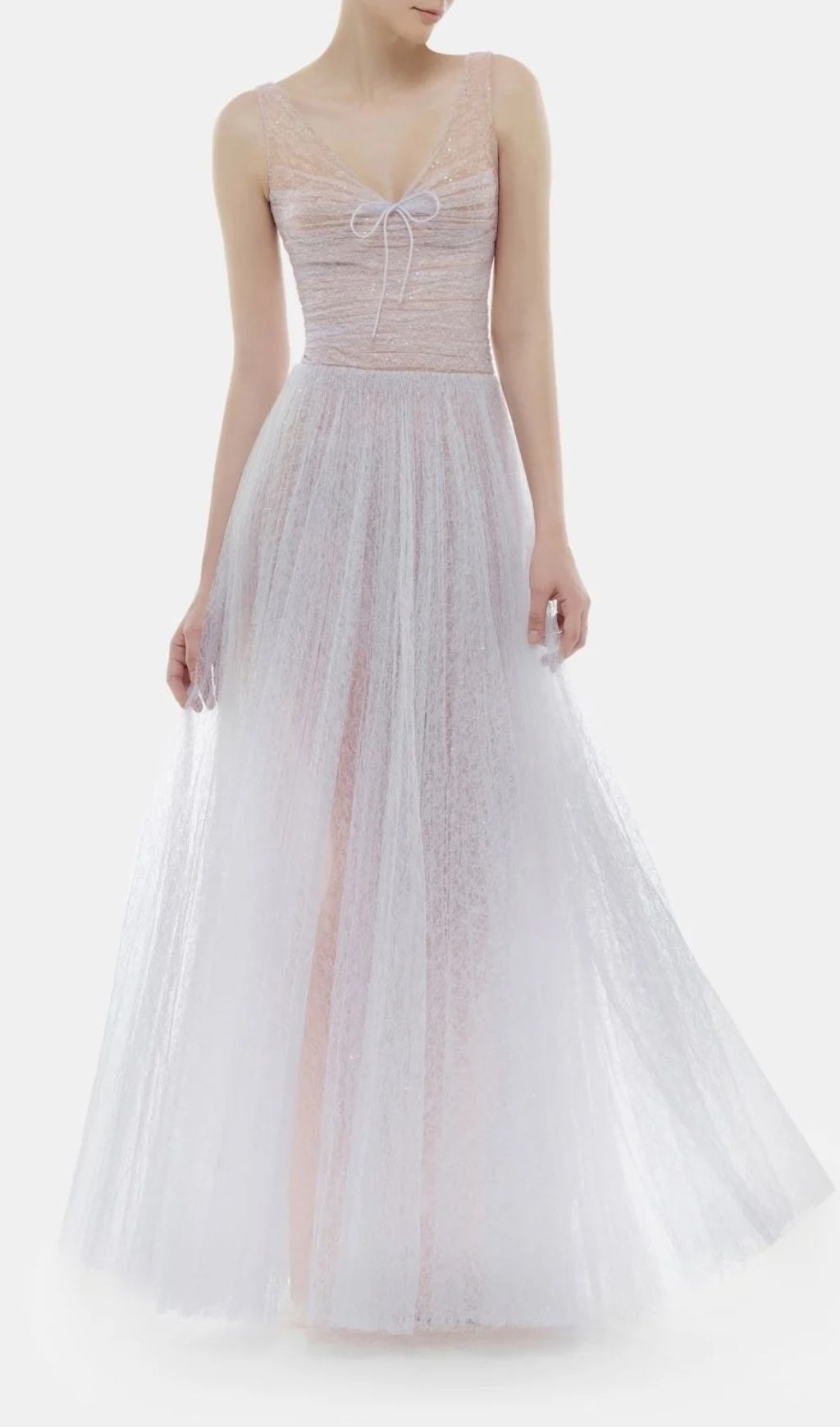 Josie Ethereal Lavender Sparkle Maxi Gown - V-Neck Tulle Dress