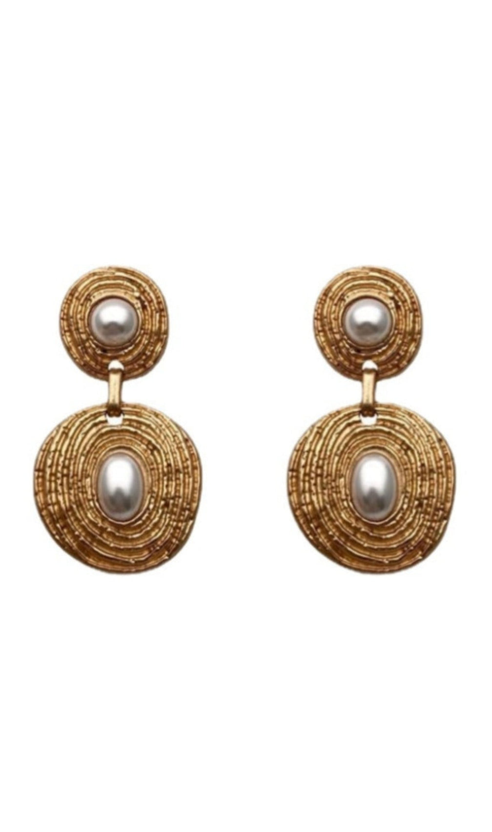 Spiral Circle Pearl Earrings