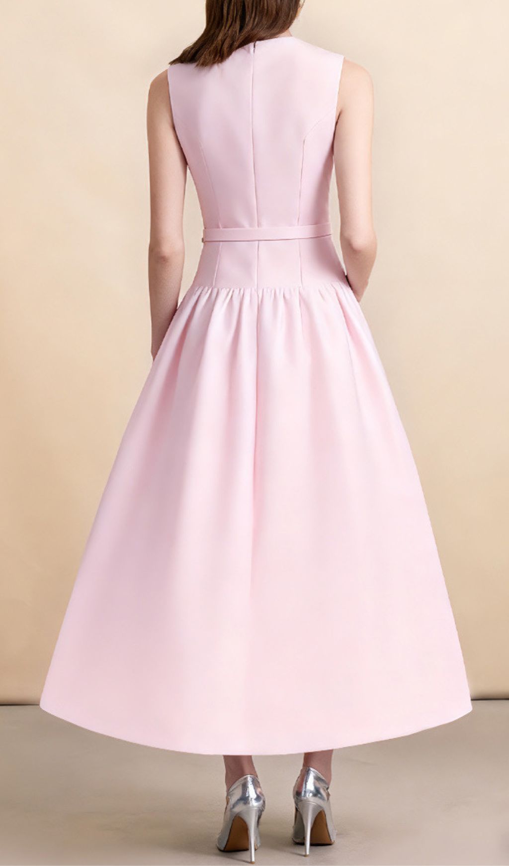 Chic Jonatha Pink Midi Dress | Belted Elegance & Gold Accents