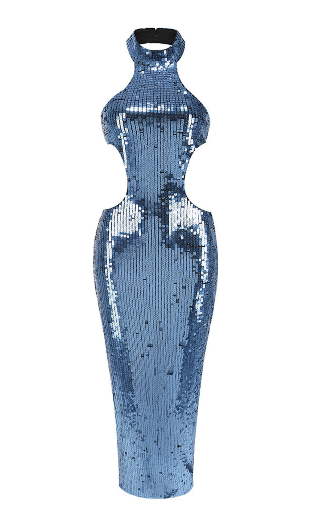 Barny Blue Halter Sequin Maxi Dress