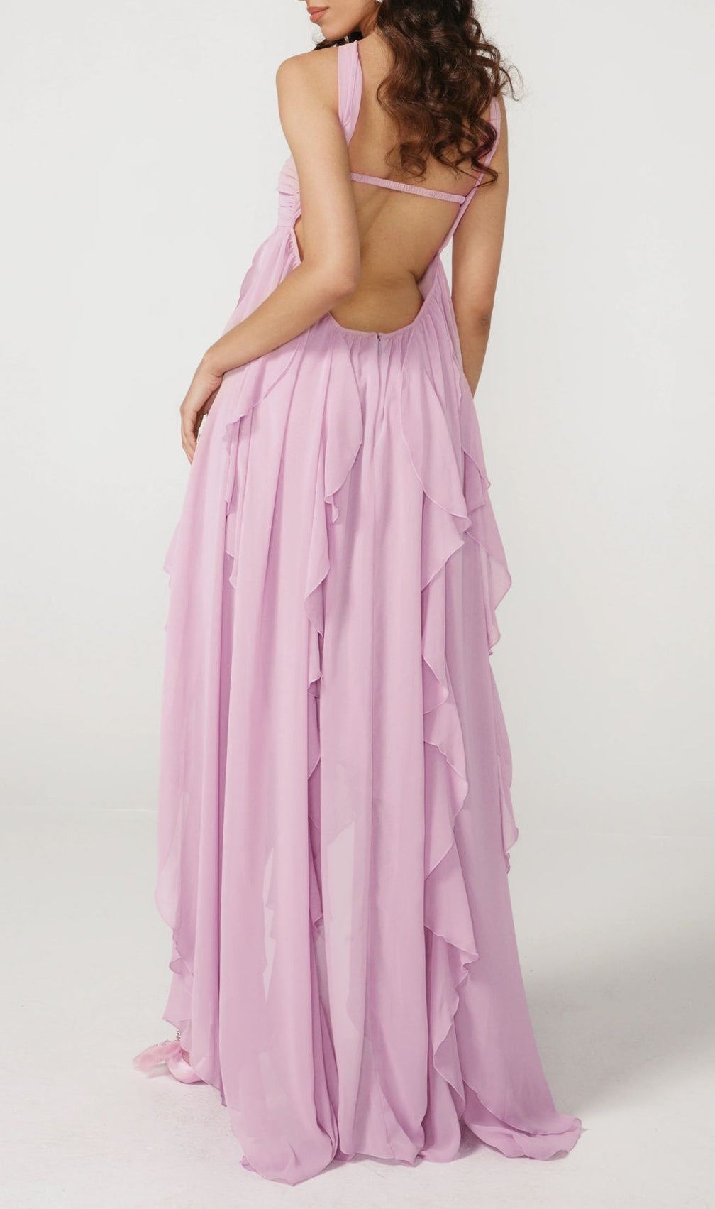 Frayne Lavender Layered Backless Maxi Dress