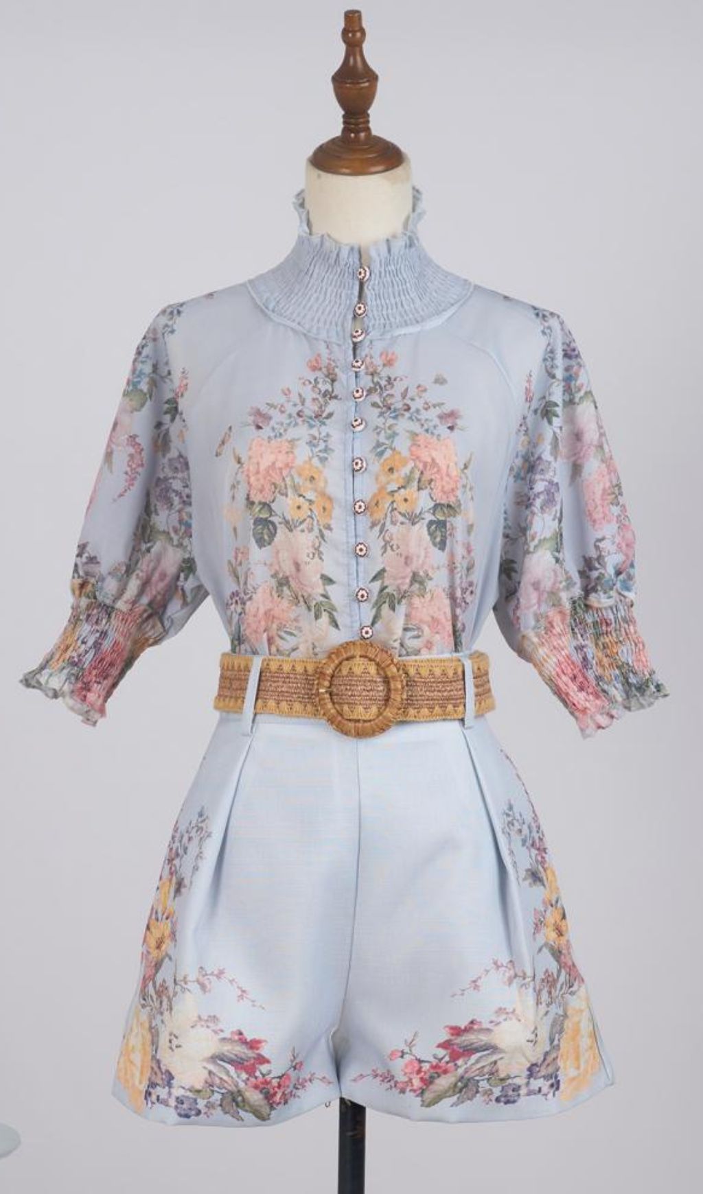 Glenna Flower Printed Blouse & Shorts Set